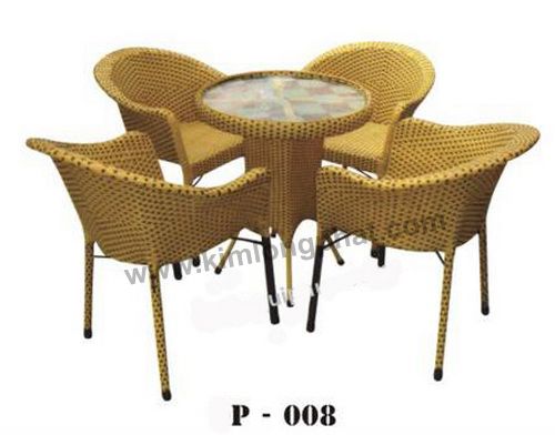 Bộ bàn ghế mây thúng đan bít P008